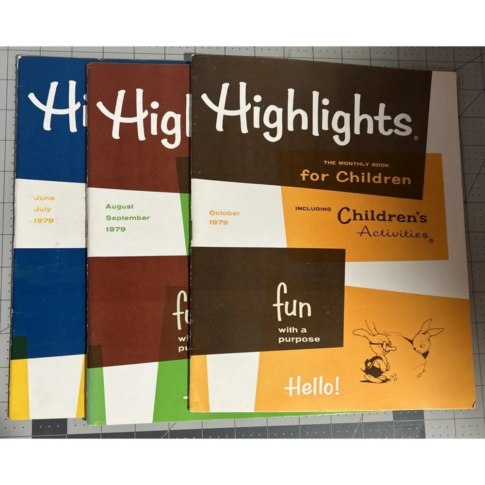 Vintage Highlights The Monthly Book for Children Lot of 3 Activity Books 1970's